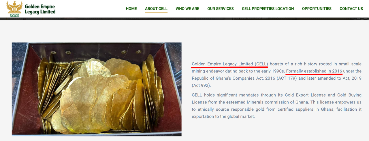 GOLDEN EMPIRE LEGACY LTD (GELL) Formally established in 2016