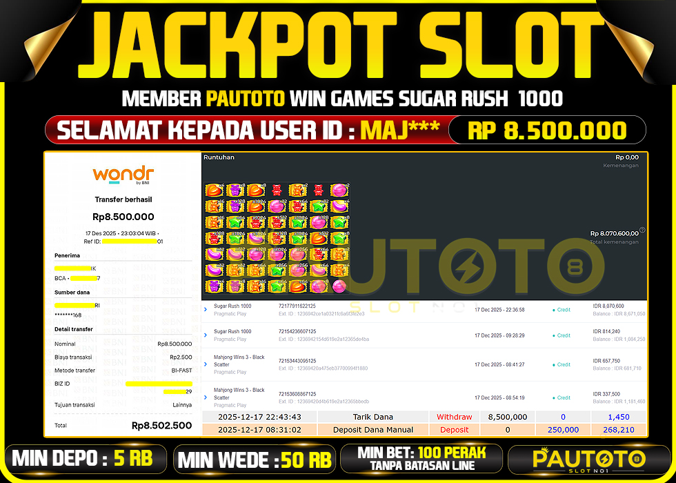 BUKTI JACKPOT LUNAS PAUTOTO