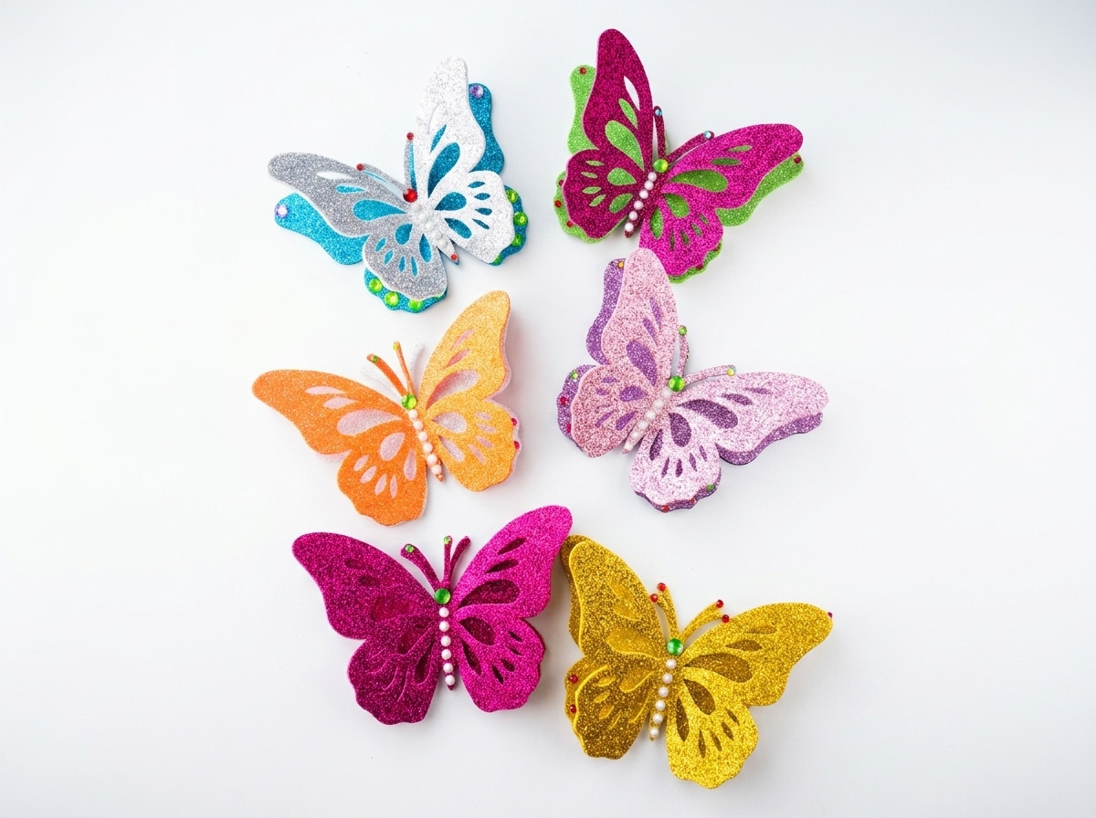Adornos 3d mariposas escarchadas para fiesas flores pines tarjet