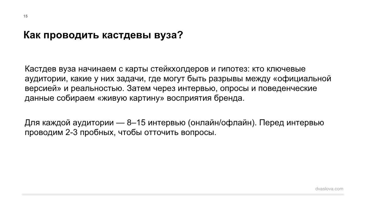 Слайд: как проводить кастдевы вуза