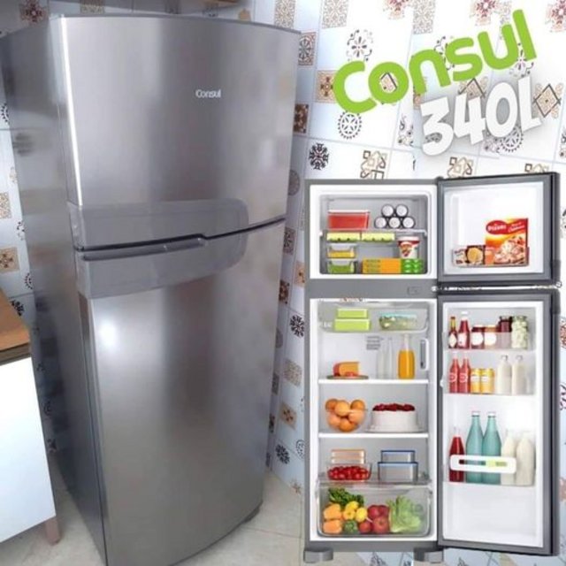 Geladeira Consul Frost Free Duplex 340 litros com Prateleiras Altura Flex cor inox – CRM39AK