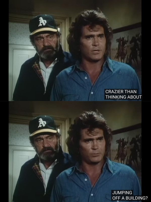 Actors Michael Landon, Victor French in Highway To Heaven