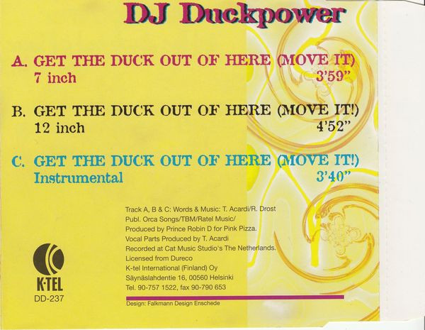 13/01/2023 - DJ Duckpower – Get The Duck Out Of Here (Move It)(CD Maxi-Single)(K-Tel – DD-237) 1995 R-1206699-1408192020-4858