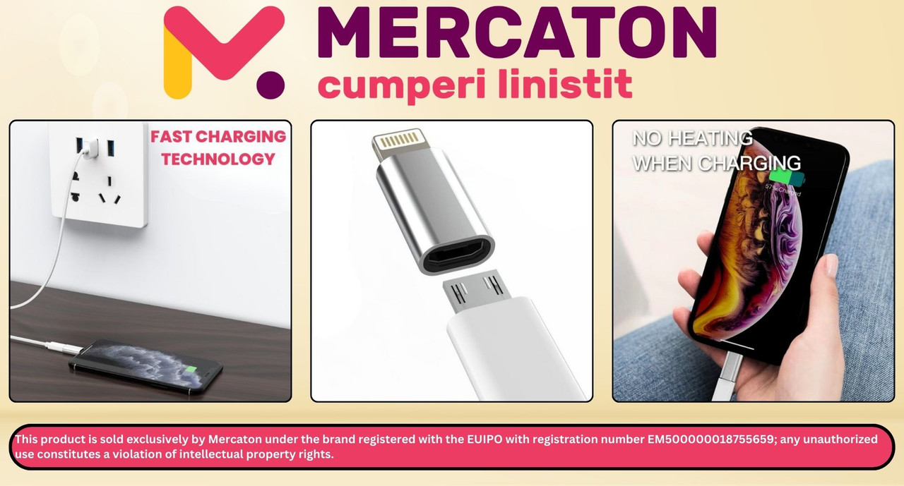 Adaptor Fast Charging, Micro-USB / Lightning, Argintiu