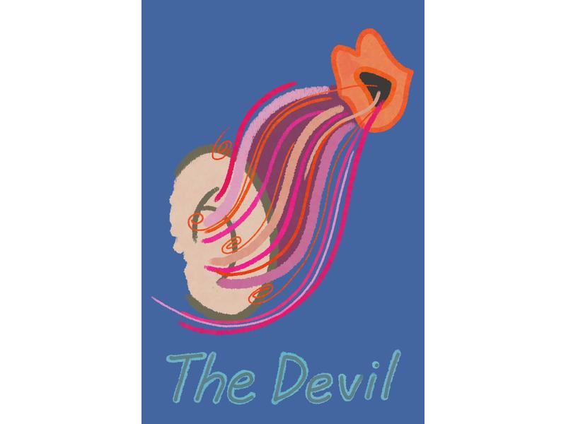 The Devil 타로카드 일러스트 · 불안한 유혹의 목소리를 그린 손그림 카드