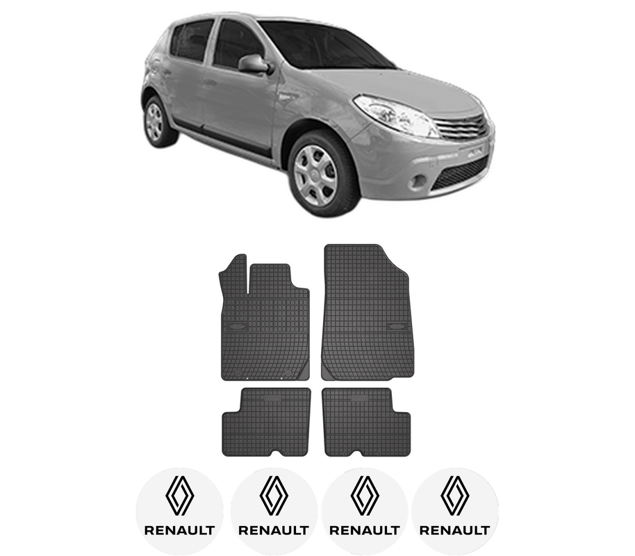 Set covorase presuri RENAULT SANDERO/STEPWAY I (BS_) din 2012, auto, din cauciuc thermoplastic, 4 Stickere auto cu RENAULT