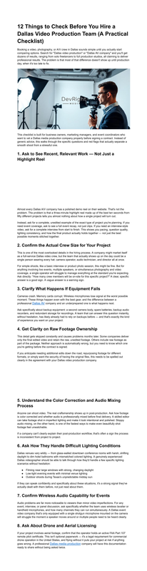 12 Things to Check Before You Hire a Dallas Video Production Team