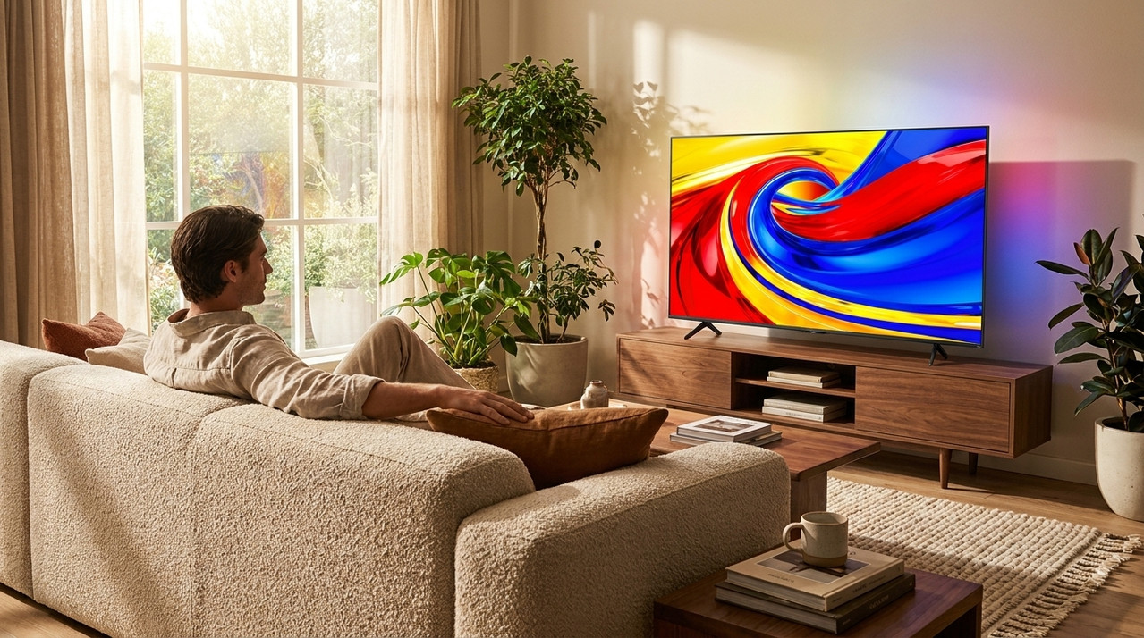 TCL P7L Premium QLED TV 85 pulgadas con audio ONKYO 2.1 y diseño sin bordes