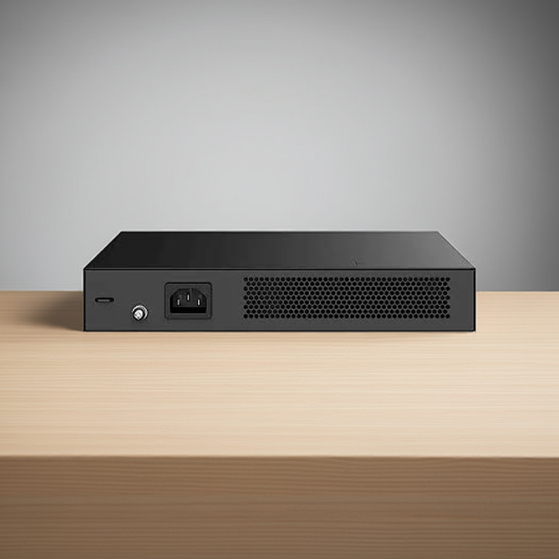 Vista frontal do Switch Intelbras S2310G-A em um cenário de uso, destacando sua aplicação.