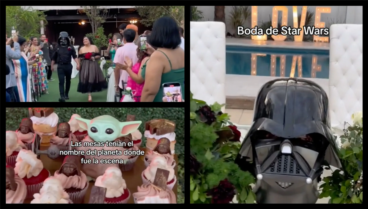 Pasión por Star Wars y la fuerza del amor se unen en una boda que se viraliza