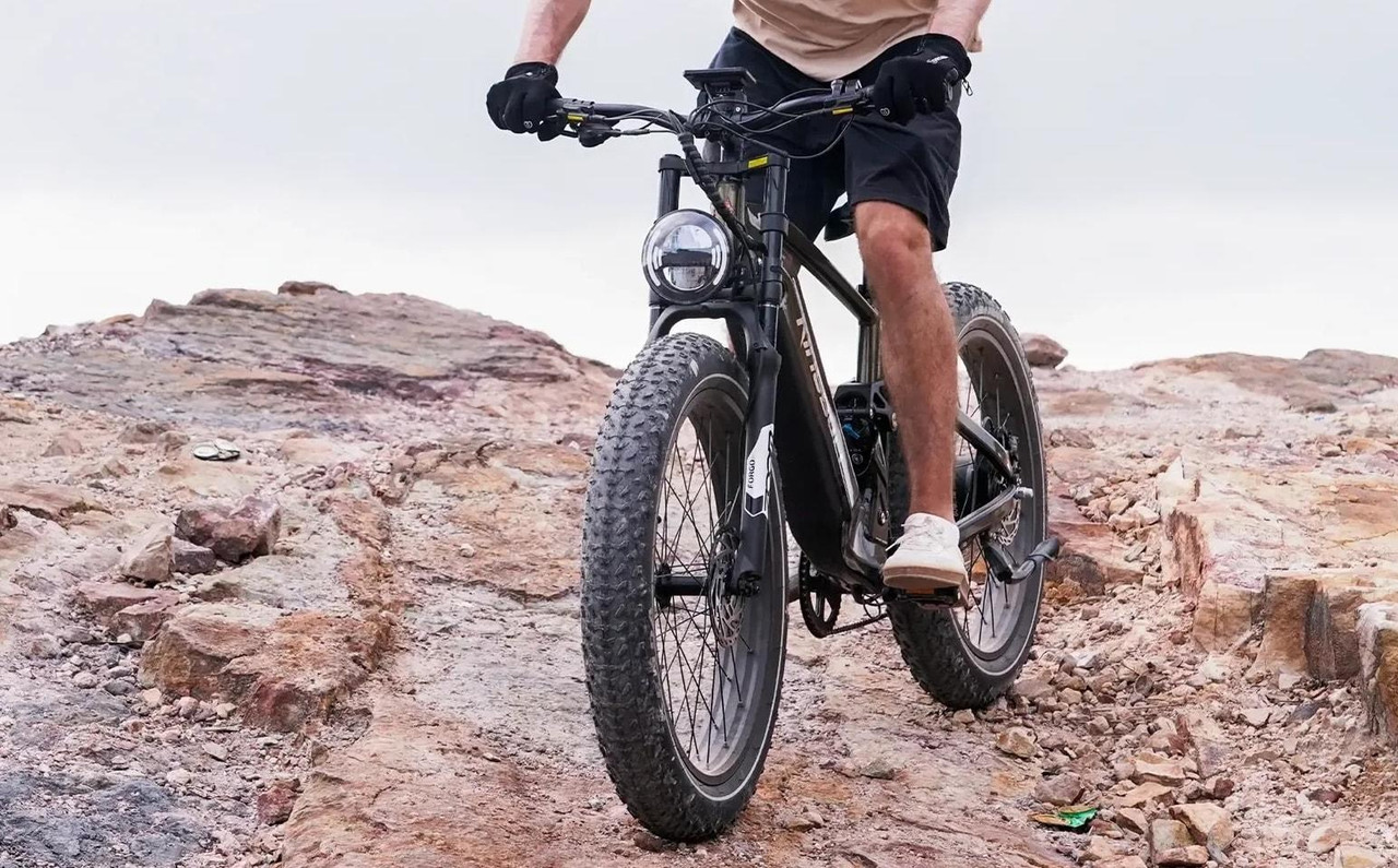 Kingbull ebike riding over gravel trail and uneven roads