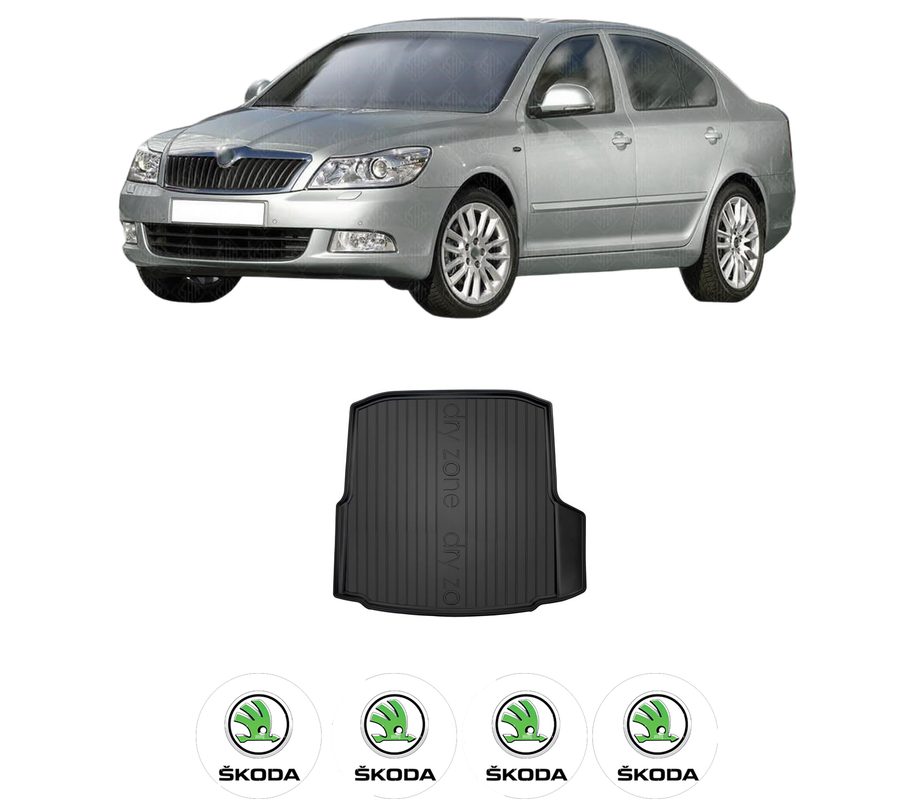 Tavita Portbagaj SKODA OCTAVIA II (1Z3) din 2004-2013, Protectie Portbagaj Auto, 4x Stickere auto cu SKODA