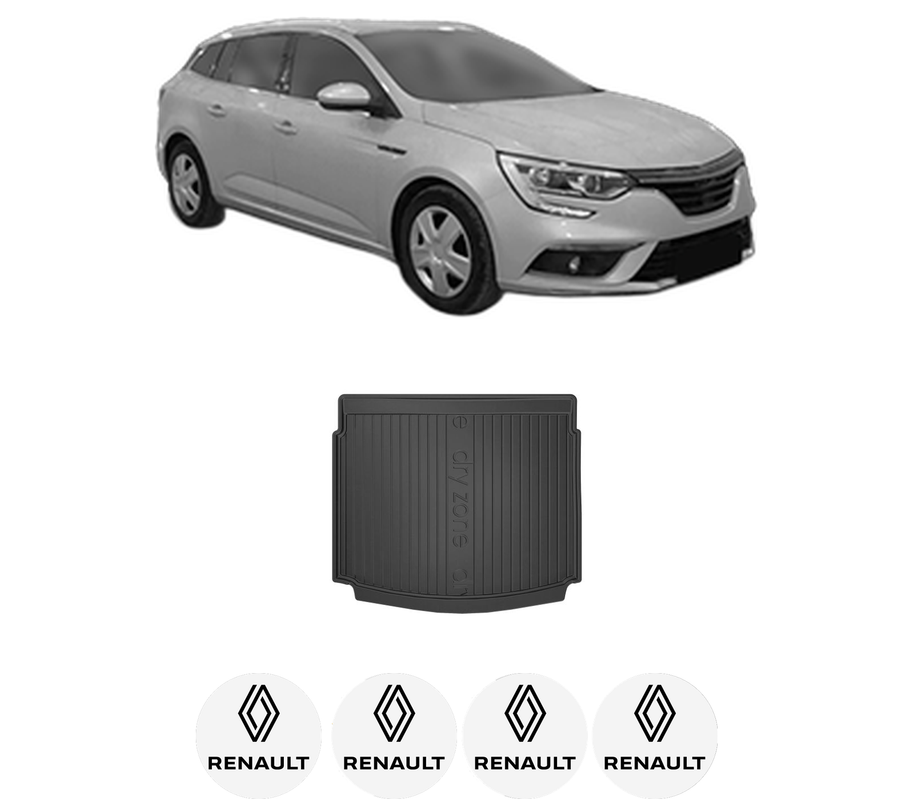 Tavita Portbagaj RENAULT MEGANE IV Grandtour (K9A/M/N_) din 2016-2021, Protectie Portbagaj Auto, 4x Stickere auto cu RENAULT