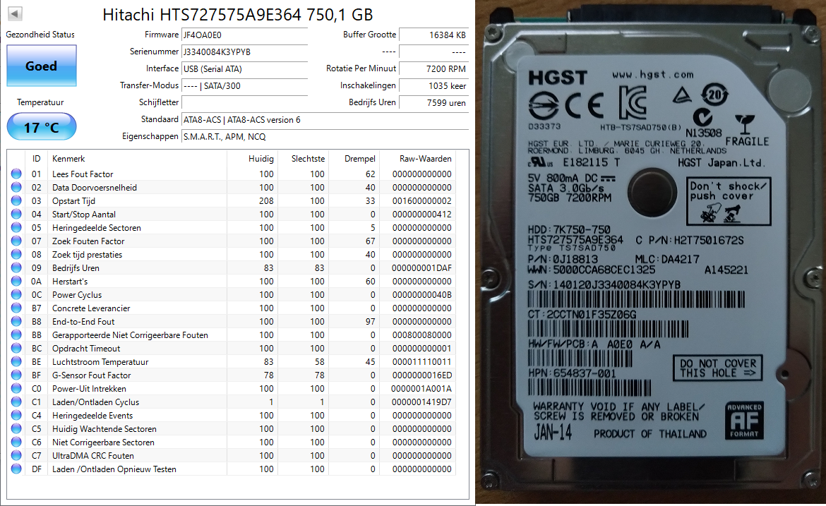 750GB - J3340084K3YPYB - HTS727575A9E364