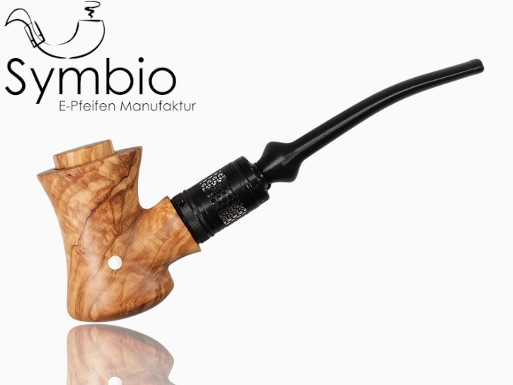 Handliche Omnia E-Pfeife aus italienischem Olivenholz, ergonomisch geformt f&uuml;r angenehmes Dampfen.