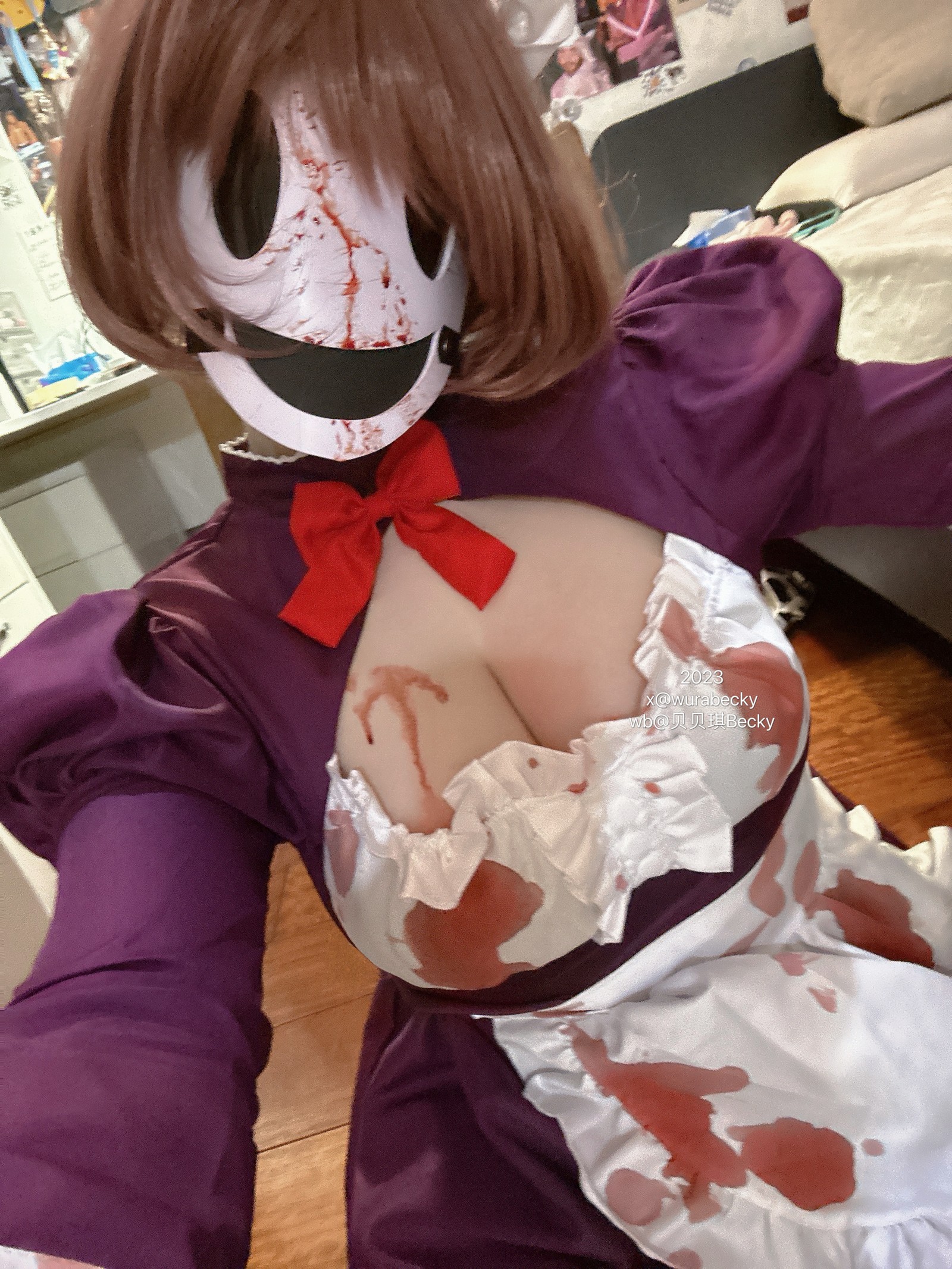 贝贝琪 Becky 面具女仆 Cosplay 写真＋视频合集（17P｜2V｜109MB）插图1