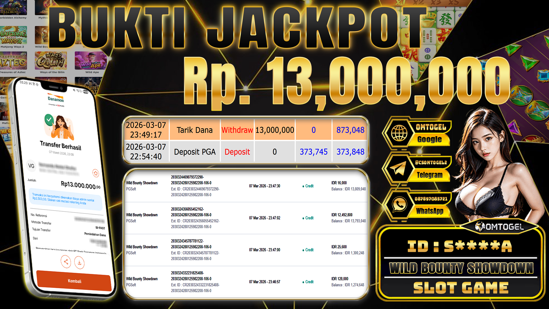 OMTOGEL JACKPOT PRAGMATIC PLAY MAHJONG WINS 3 - BLACK SCATTER, 13 JUTA DI BAYAR LUNAS ,-
