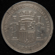 5 pesetas 1870. Gobierno Provisional  PAS7250