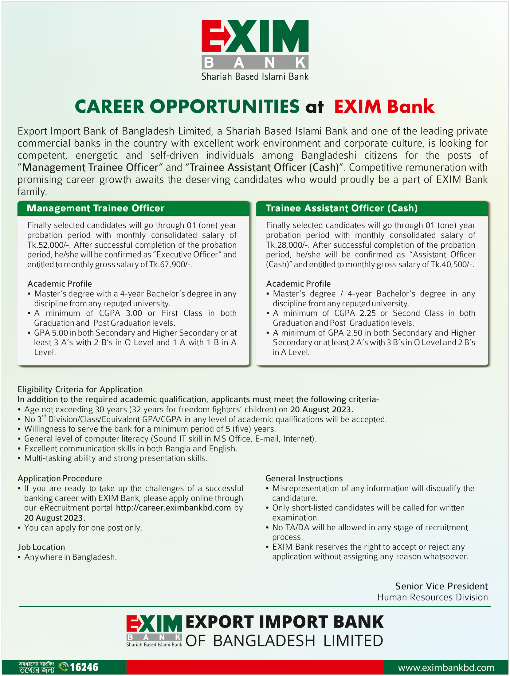 Exim Bank Job Circular 2023