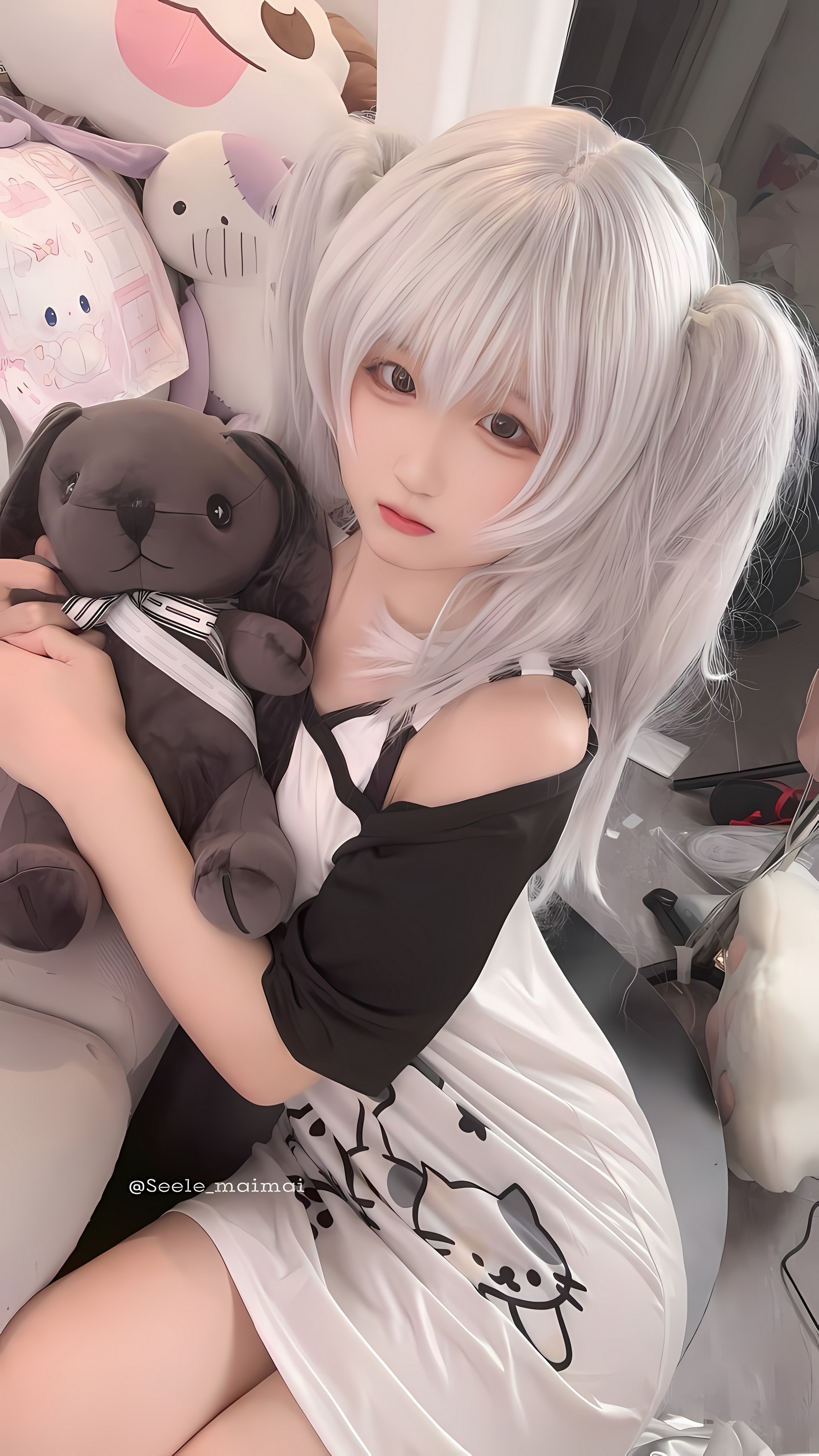 Seele麦麦白色双马尾少女写真｜甜系可爱风高清图集（16P-77M）插图6