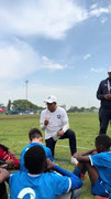Coaching clinic on the pitch