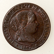 1/2 céntimo de escudo 1867. Isabel II. Segovia PAS5355