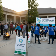 Family in front of secure home with smart devices enjoying peace of mind