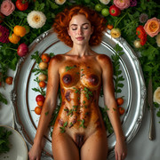 Garden wedding wom served Redhair 0 74