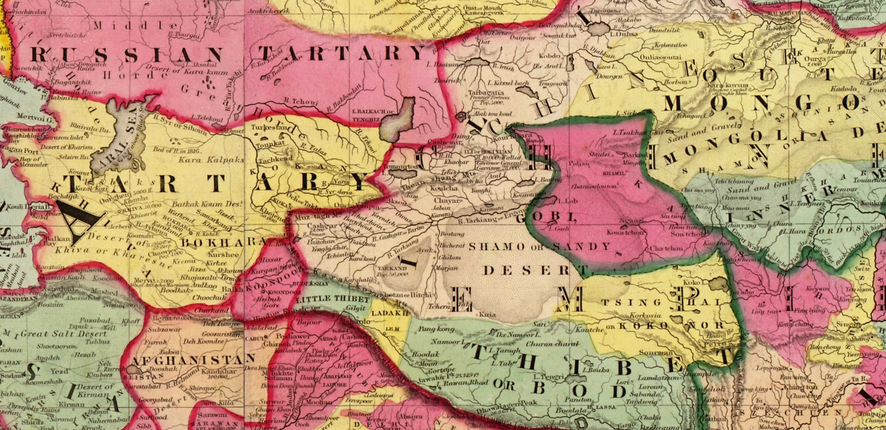 1854г джонсон ньюоркская карта азия