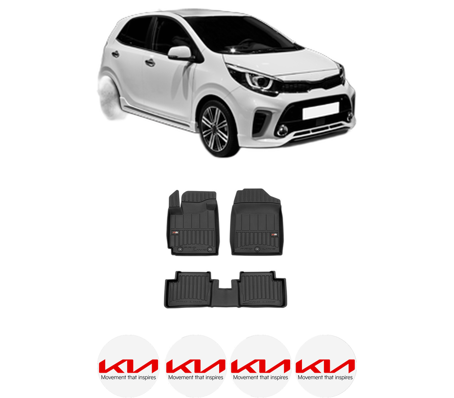 Set covorase presuri KIA PICANTO III (JA) din 2017-2020, auto, din cauciuc thermoplastic, 4 Stickere auto cu KIA