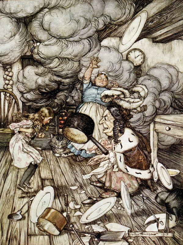 5-Arthur-Rackham-In-the-Duchesss-Kitchen-illustration-to-Alices-Adventures-in-Wonderland-by-Lewis