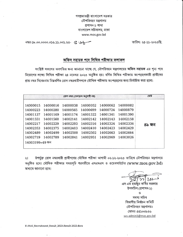 MOS-Office-Assistant-Exam-Result-2023-PDF