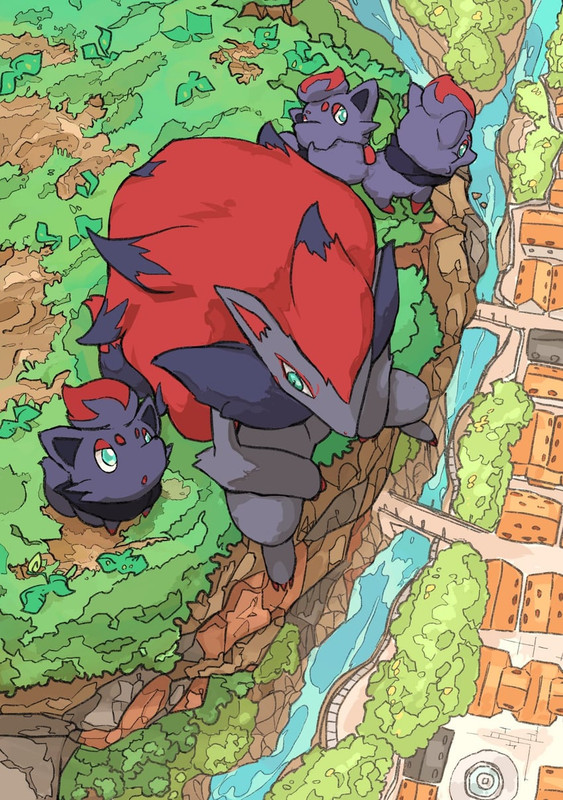zorua-and-zoroark-pokemon-drawn-by-aomon