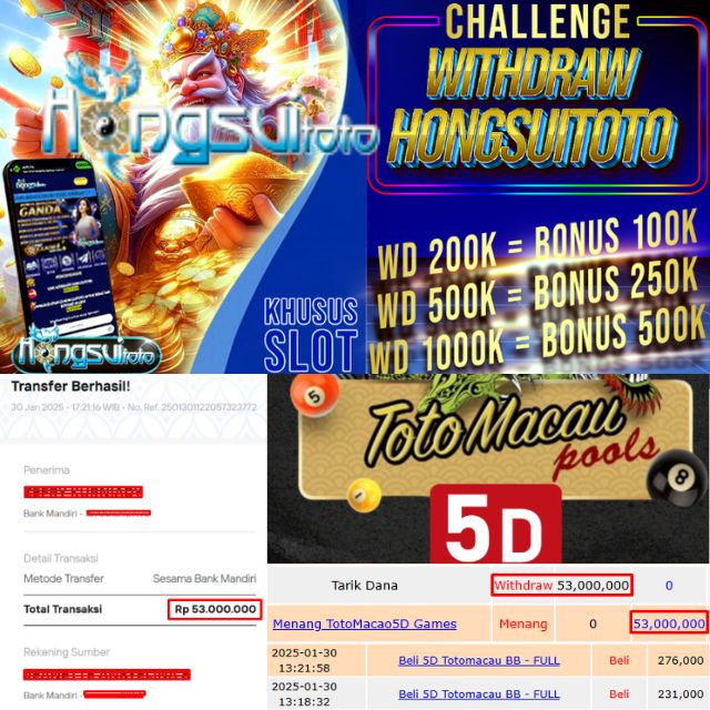 SELAMAT KEPADA ID XXXX JACKPOT PERMAINAN Toto Macau 5D games DI WEB HONGSUITOTO