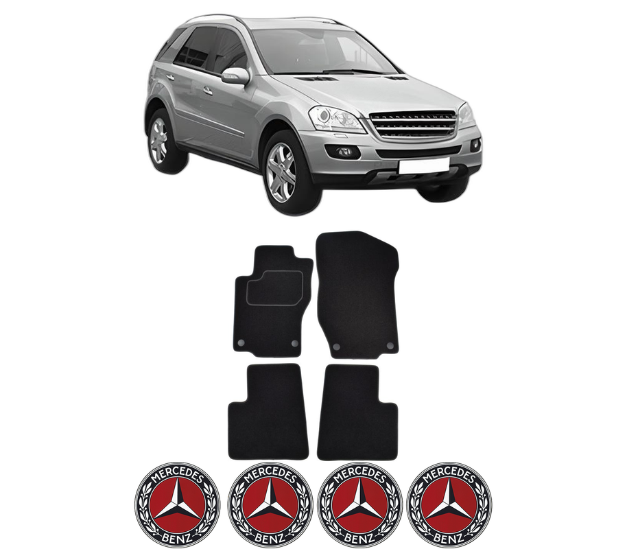Set Covorase Presuri MERCEDES-BENZ M-CLASS (W164) din 2005-2011, Auto, Material Textil Mocheta, 4 Stickere auto cu MERCEDES-BENZ