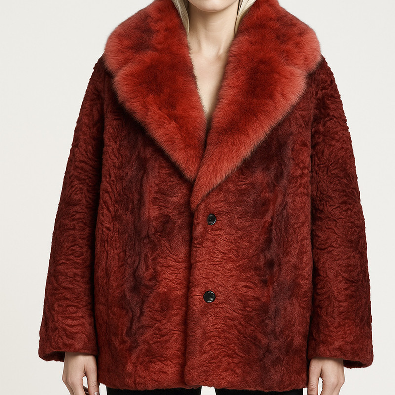 Red Karakul Fur Coat