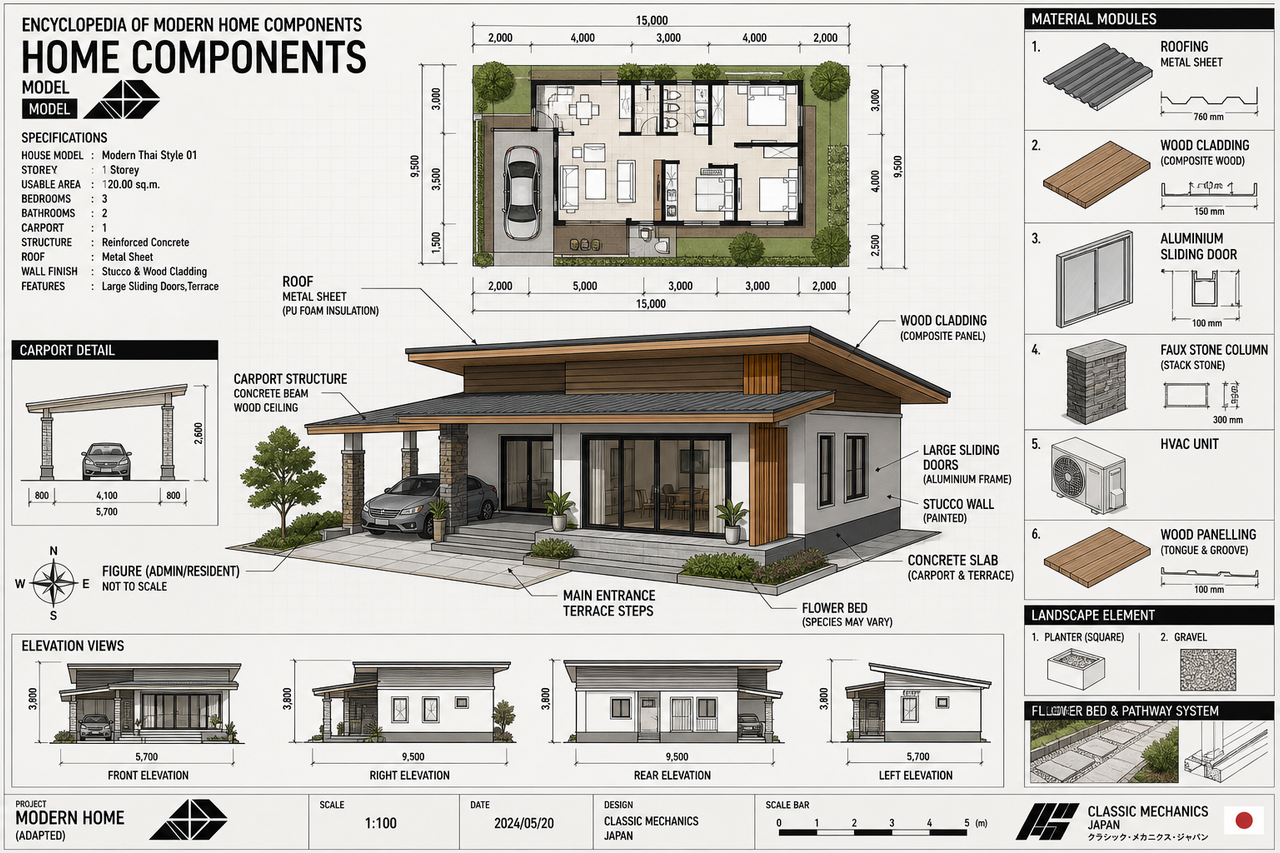 Architectural Blueprint Infographic Generator (Modern House)