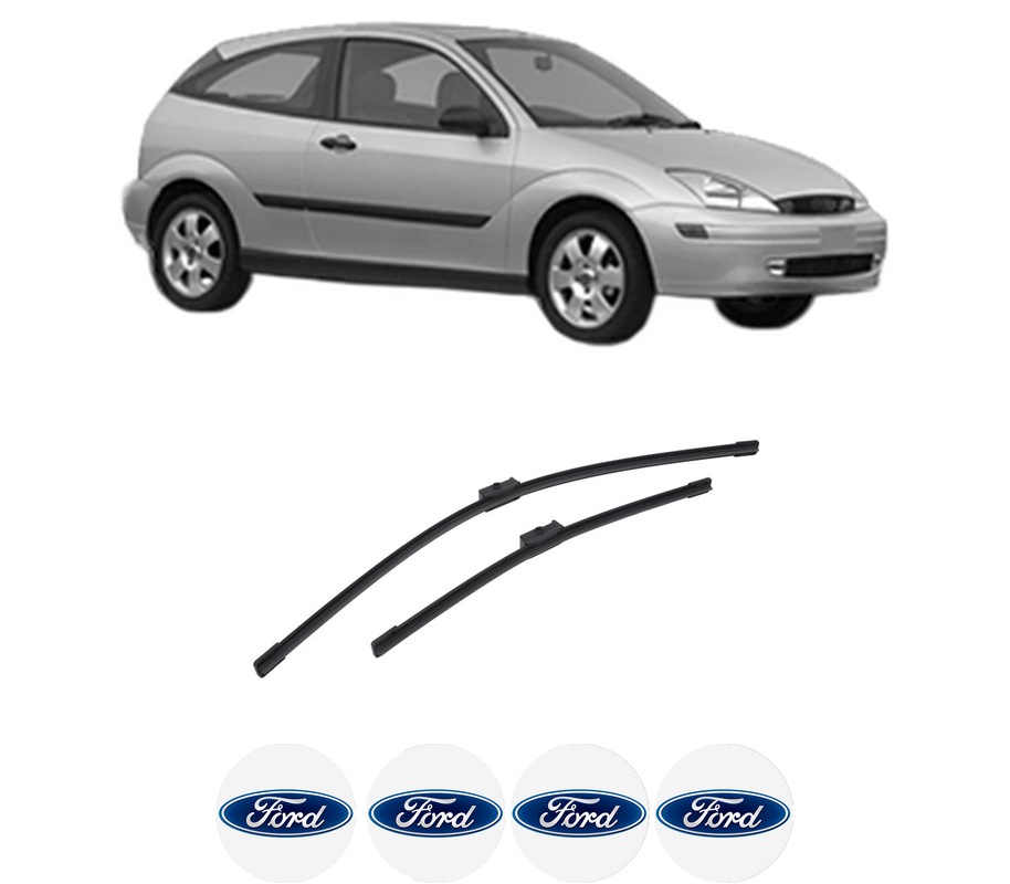 Set stergatoare auto FORD FOCUS I (DAW, DBW) din 1998-2007, pentru parbriz auto, 2 bucati, Bosch Aerotwin, din cauciuc siliconat rezistent, 4 Stickere Auto FORD