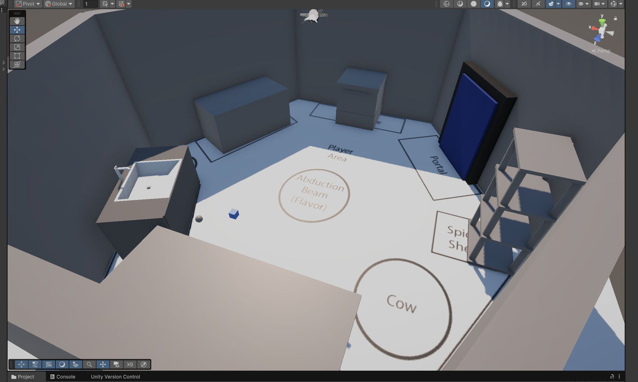 First pass blockout of UFO kitchen