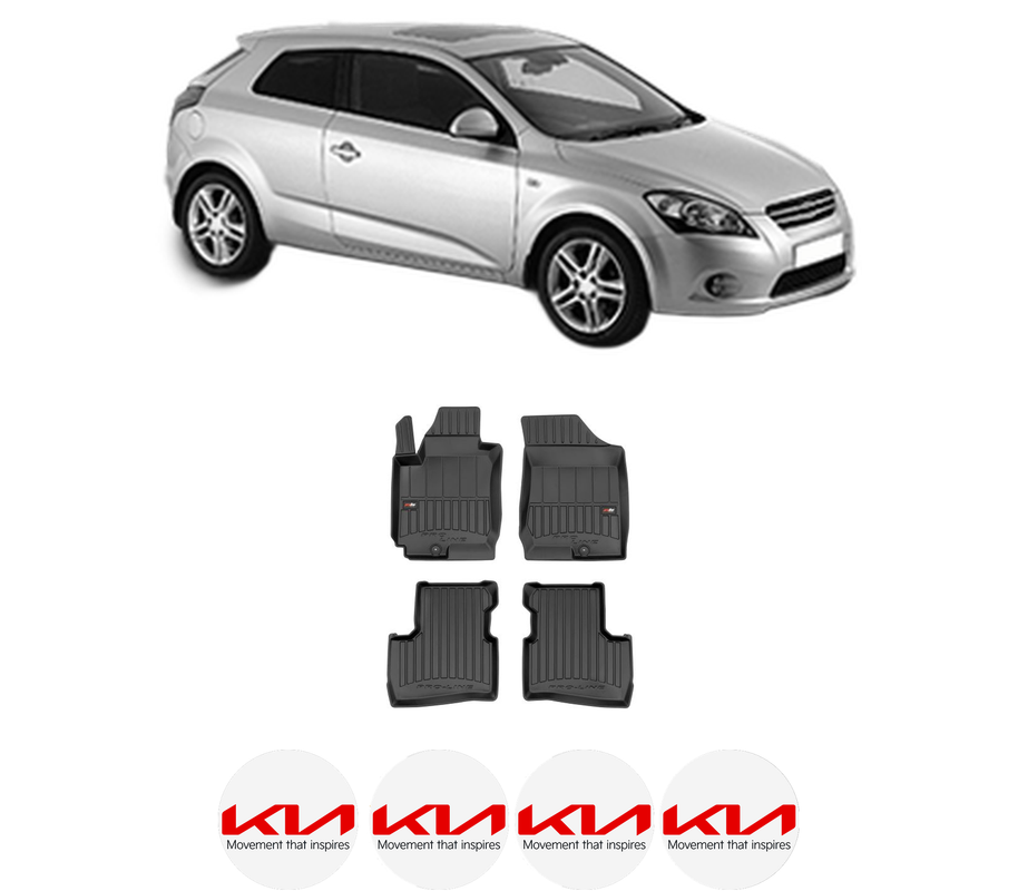 Set covorase presuri KIA PRO CEE'D (ED) din 2008-2013, auto, din cauciuc thermoplastic, 4 Stickere auto cu KIA