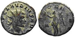 Antoniniano de Claudio II. PAX AVG.  Paz a izq. Roma 1