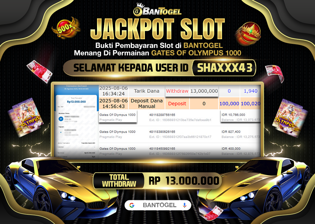 BUKTI JACKPOT LUNAS BANTOGEL