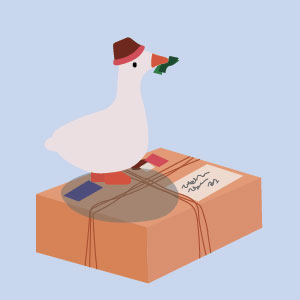 playlist cover of a goose standing on a box