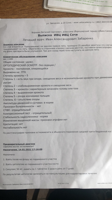 диагностика от 14,01.2021