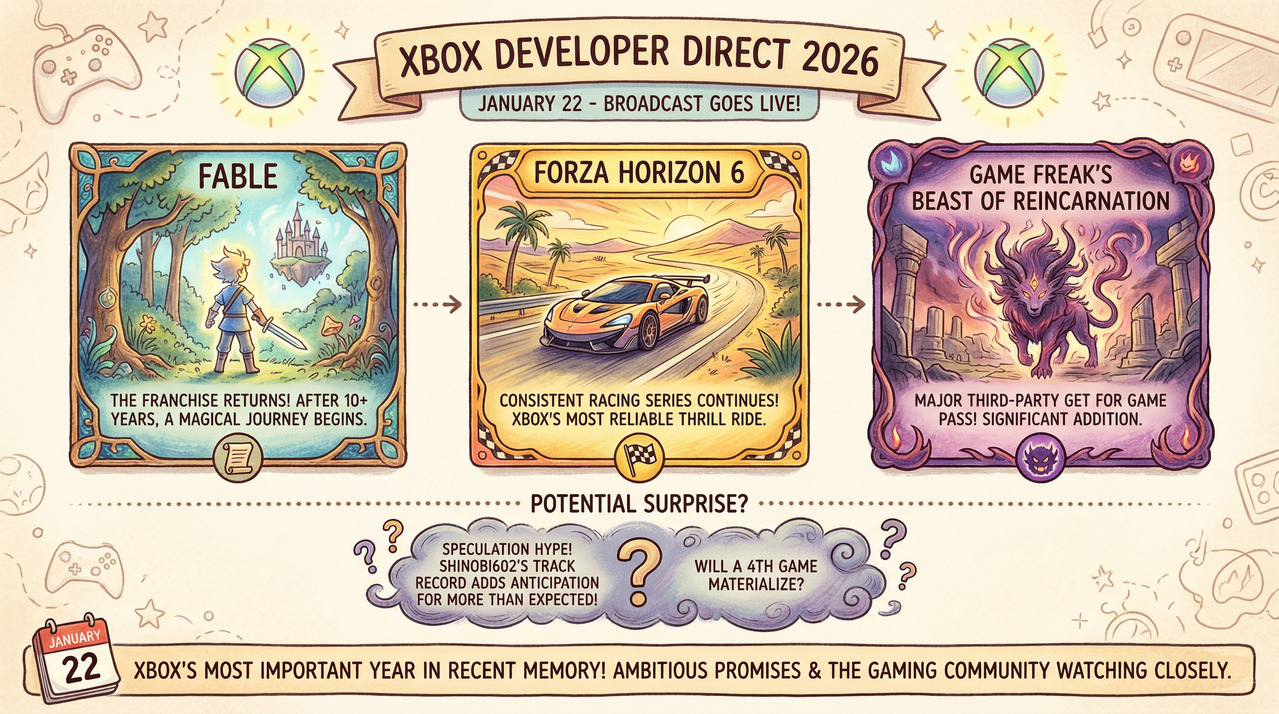 Xbox Developer Direct 2026 Hiding a Secret Fourth Game, Industry Insider Claims 1 gaming controller on dark background with dramatic lighting