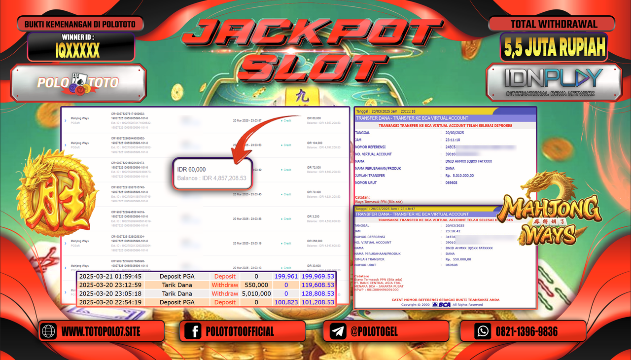 POLOTOTO JACKPOT SLOT MAHJONG WAYS Rp.5.560.000,-