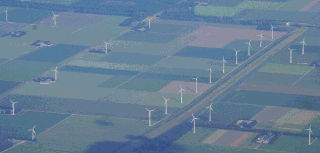 Vue aérienne du parc éolien Zeewolde