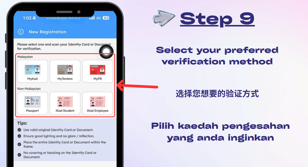 Scan IC untuk pendaftaran Eastel