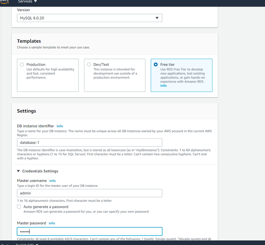 connect to aws RDS