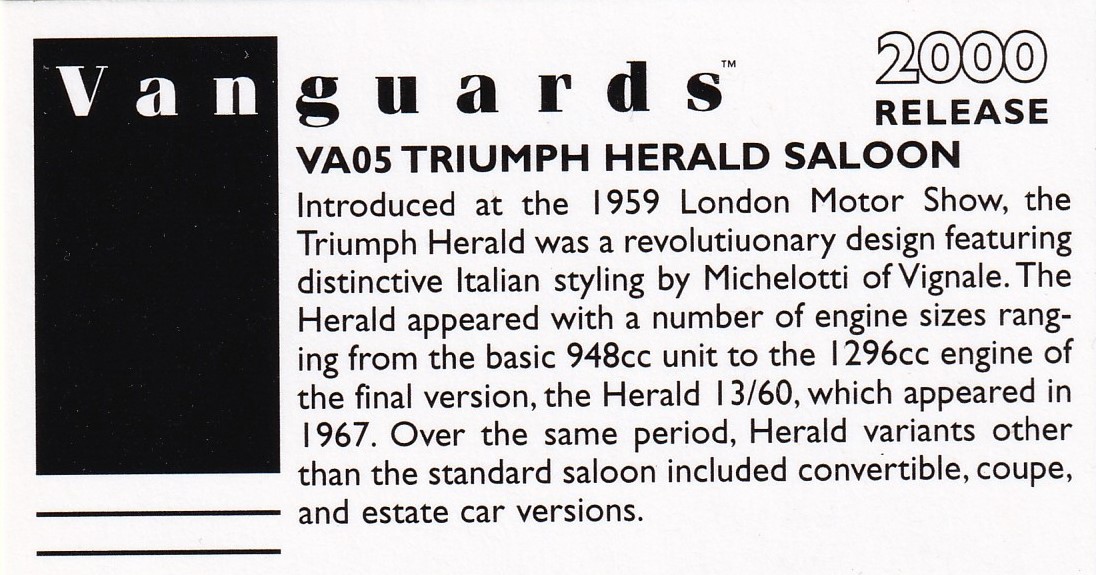 2000 VA05 Triumph Herald Saloon Back